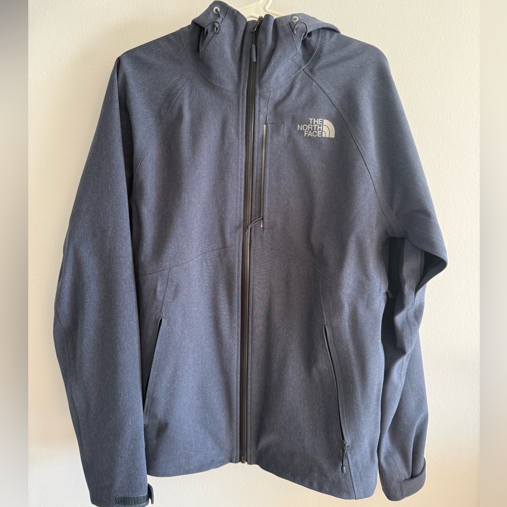 The North Face Men's Navy-Gray Hooded Waterproof Jacket